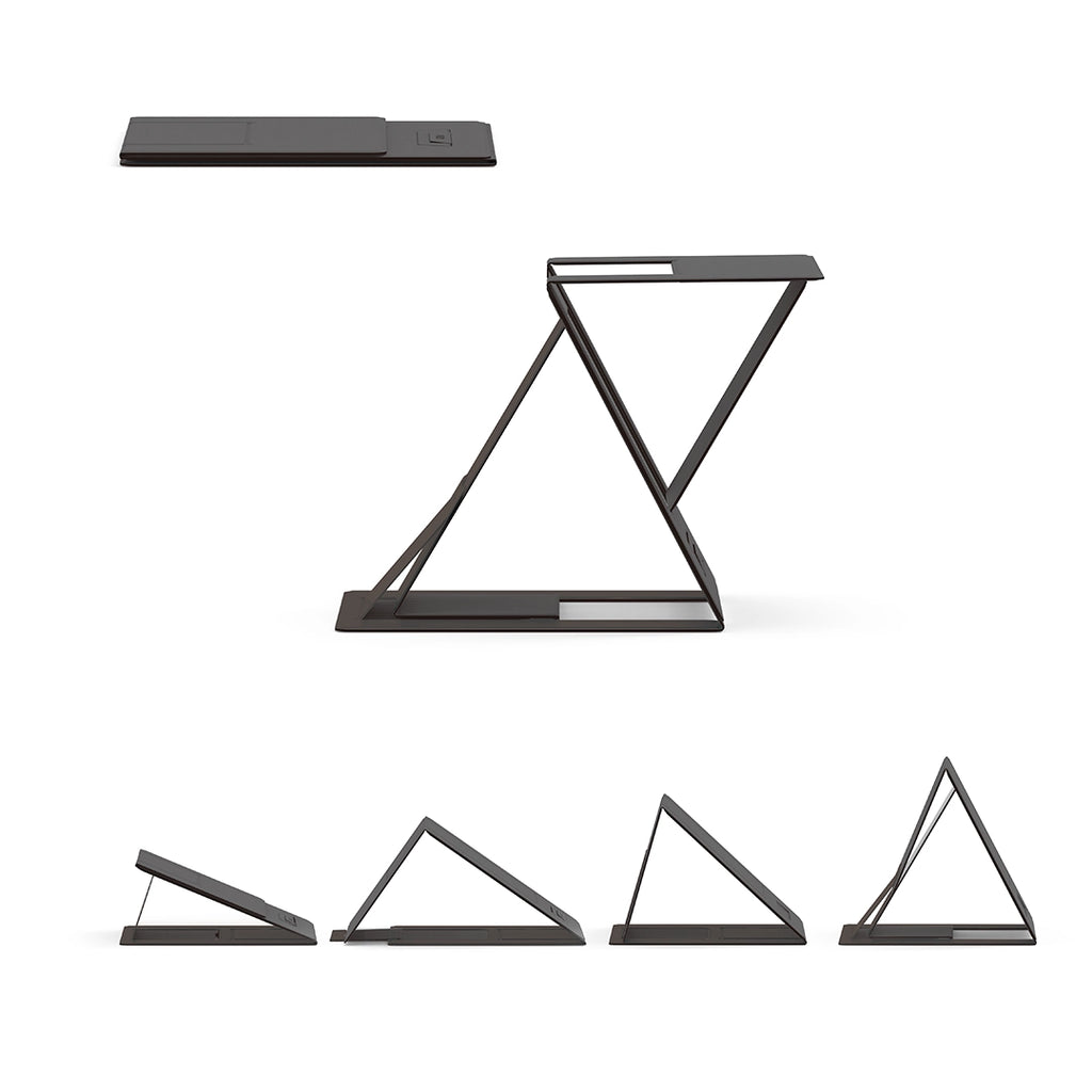 Yntra MOFT Foldable 5 in 1 Sit stand laptop desk - Side view showcasing 5 functions