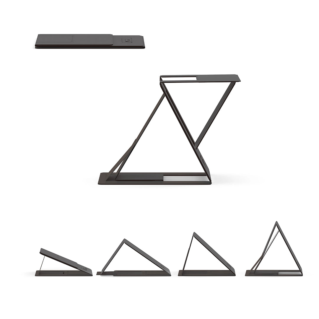 Yntra MOFT Foldable 5 in 1 Sit stand laptop desk - Side view showcasing 5 functions