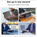 Yntra Moft Invisible laptop stand - mulitple angles and uses graphic